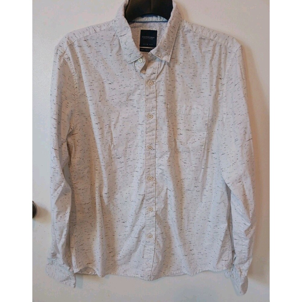 Cactus Man Ricky Singh Button Up Shirt Mens Large Slim Fit White Longsleeve
